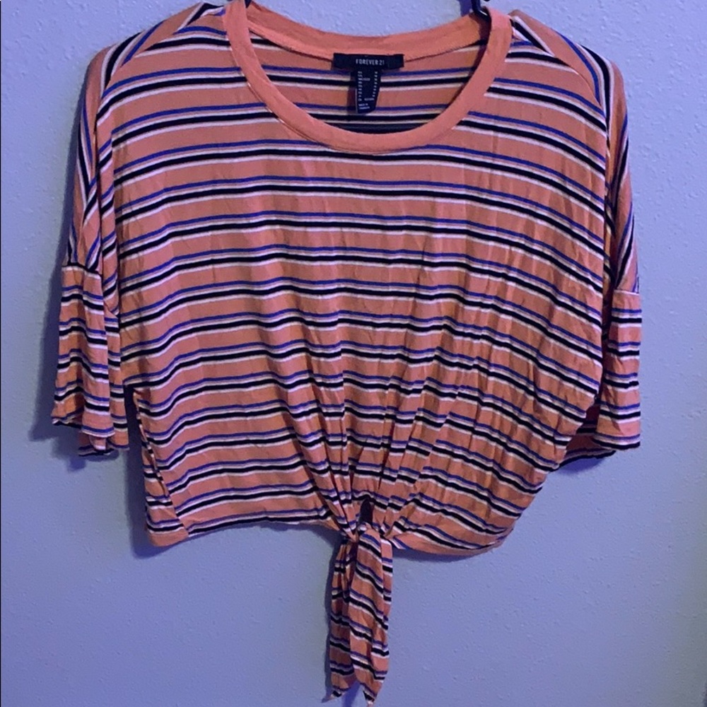 Orange,black and white cropped top.